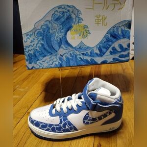 NEW Custom Nike AF1 Mids the great Wave